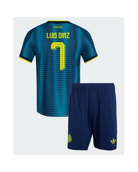 Billige Fotballdrakt Colombia Luis Diaz #7 Replika Bortedraktsett Barn VM 2026 Kortermet (med bukser)